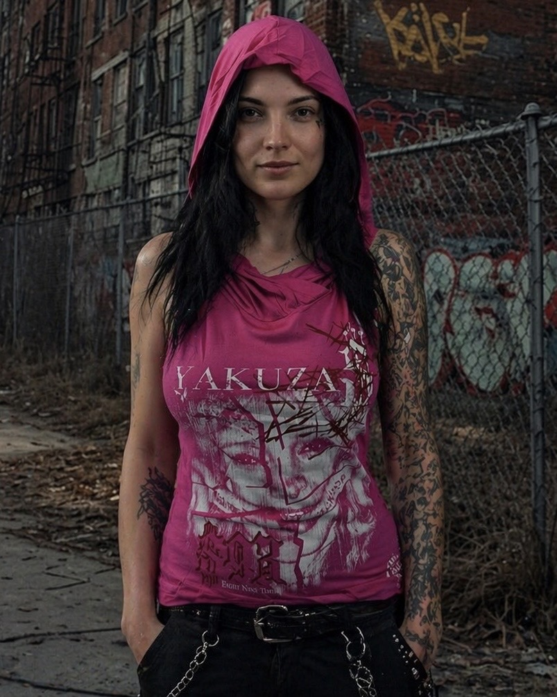 Levně Dámské tílko s kapucí Yakuza GSb-207 raspberry rose