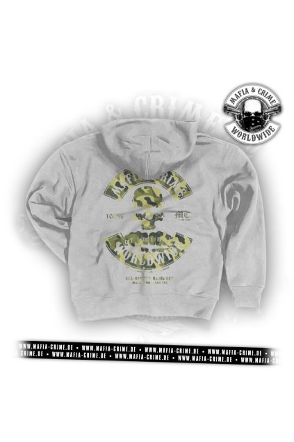 mc worldwide unisex hoodie grau camo gruen s
