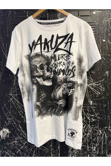 Pánské triko Yakuza Muerte skull 15036 white (Velikost XL)