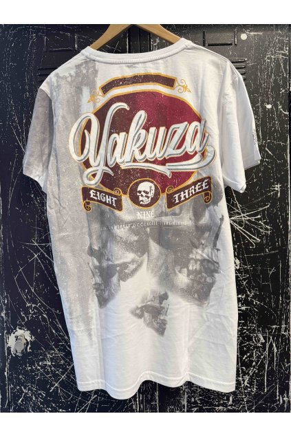 Pánské triko Yakuza Skull dust 15024 white (Velikost XXL)
