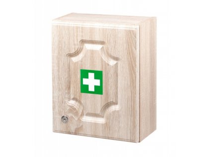 Nástěnná lékárnička dřevěná LUX s náplní pro 5-20 osob