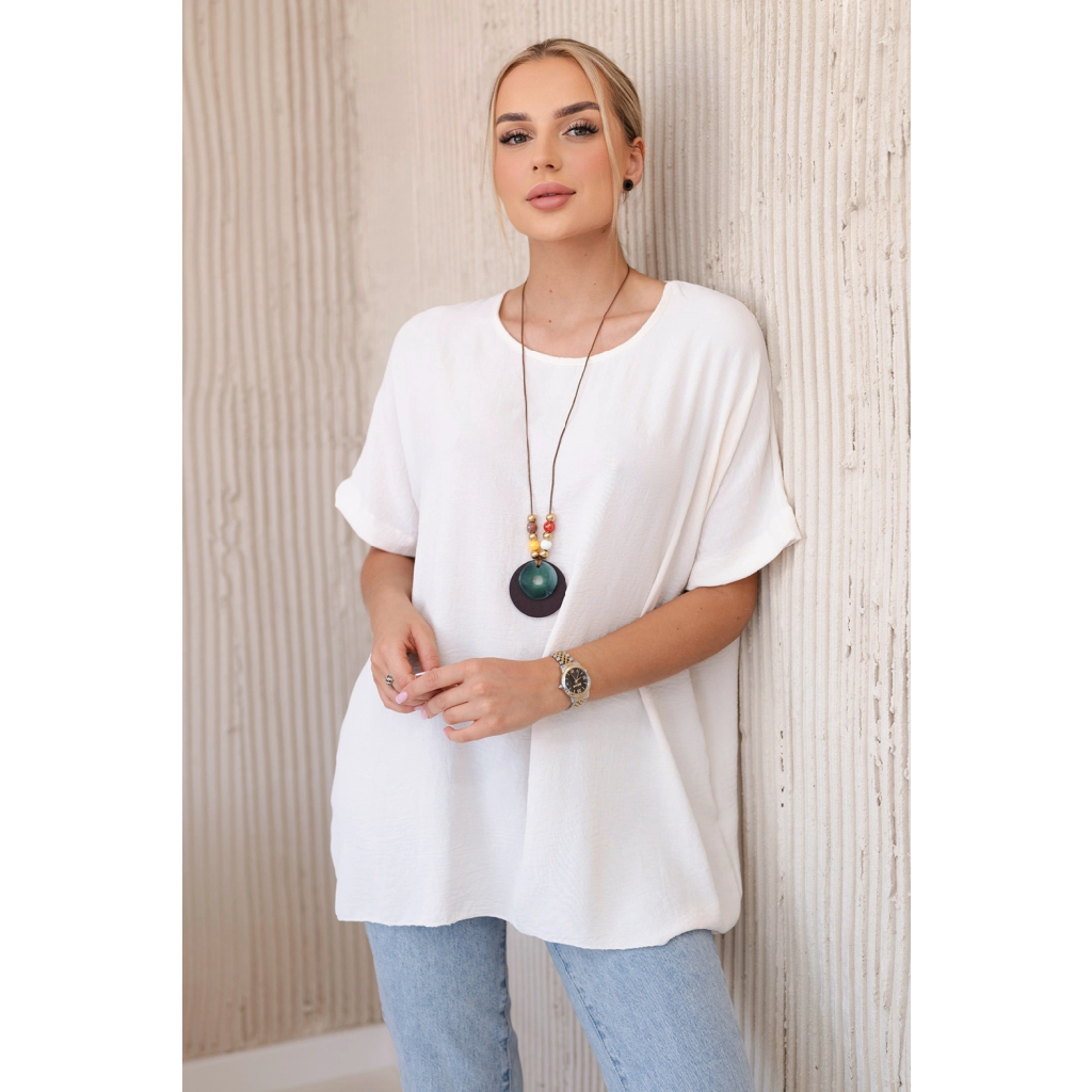 Legínovo Oversize blúzka s príveskom béžová Farba: Ružová, Veľkosť: UNI