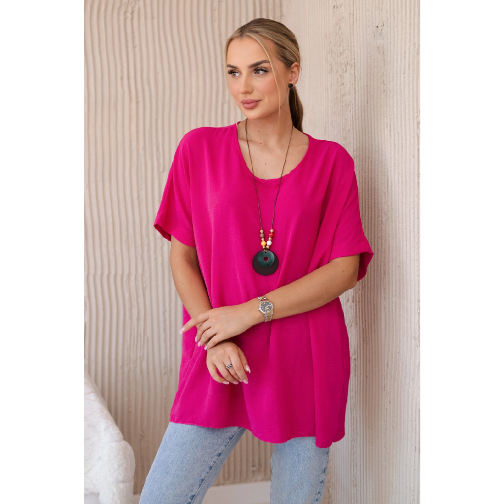 Legínovo Oversize blúzka s príveskom béžová Farba: Ružová, Veľkosť: UNI