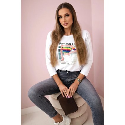 Blúzka s potlačou Summer Girl biela