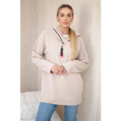 Oversize béžová tunika so zipsom na kapucni