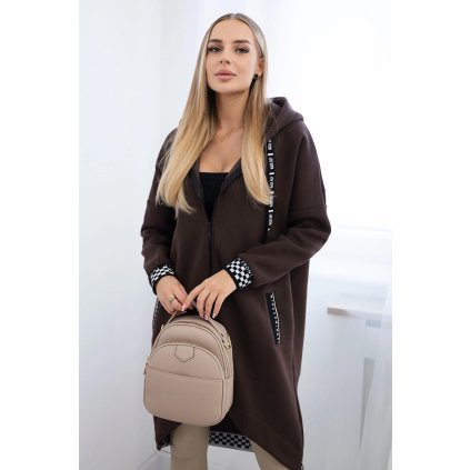 Hnedá mikina na zips s kapucňou