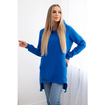 Zateplená mikina s dlhším zadným dielom v nevädzovej farbe