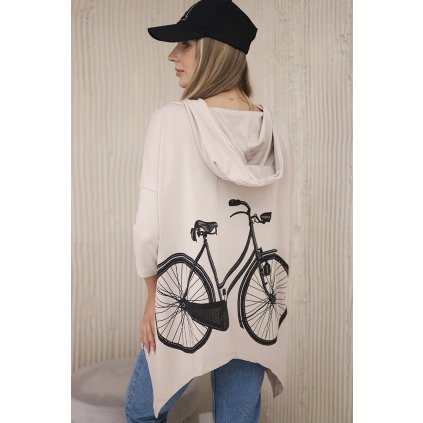 Béžová mikina s potlačou bicykla