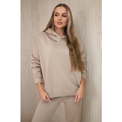 Zateplená súprava s výšivkou Los Angeles svetlo béžová