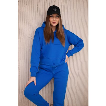 Zateplená súprava s mikinou viazanou na spodku v nevädzovej farbe