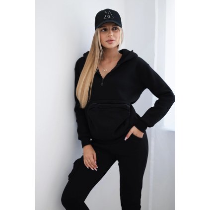 Zateplená súprava s ozdobným vreckom čierna