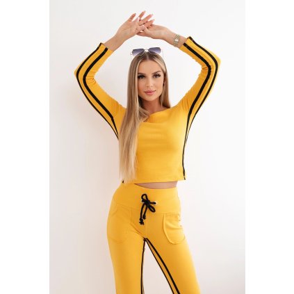 Súprava s dvojitým lampasom horčicová+čierna