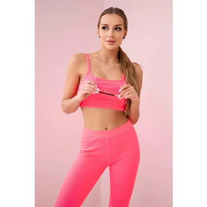 Súprava s vrchnou rebrovanou neónovo ružovou blúzkou
