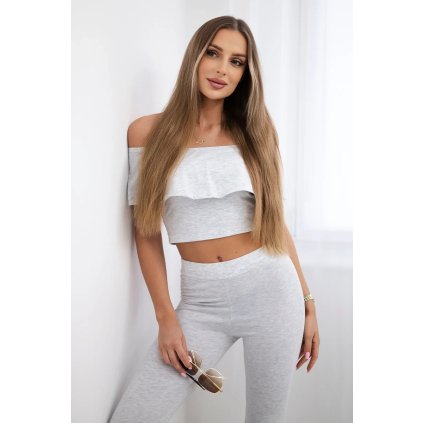 Súprava s volánikom svetlosivá