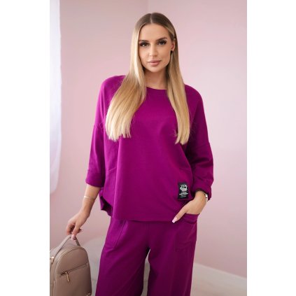 Bavlnená súprava mikina + nohavice slivková