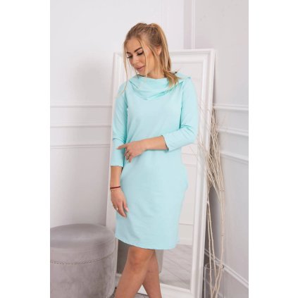 Mätová šaty s kapucňou a vreckami