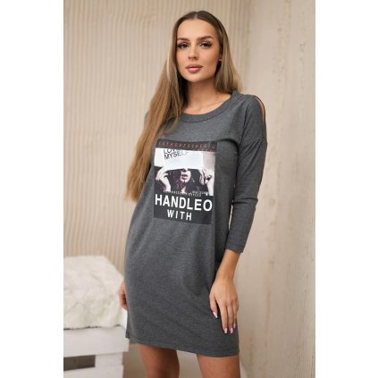 Šaty s potlačou Handle grafitové
