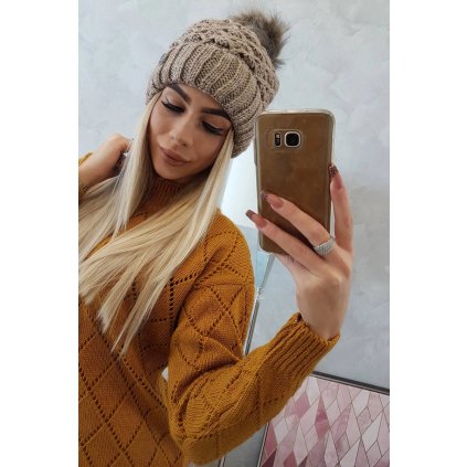 Čiapka K165 tmavo béžová