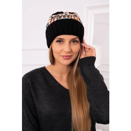 Dámska čiapka Iris K348 čierna+mätová