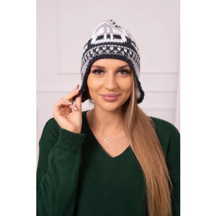 Dámska čiapka Maryla K406 biela+grafitová+tmavosivá