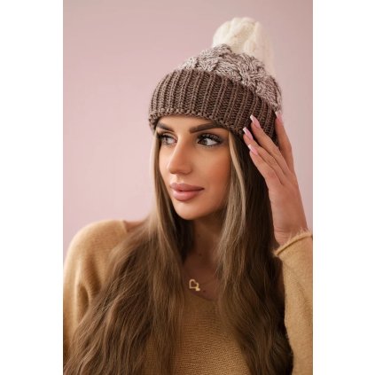 Dámska čiapka Samara K346 cappuccino+ecru