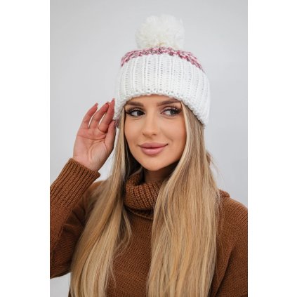 Dámska čiapka s brmbolcom Ellen K325 biela