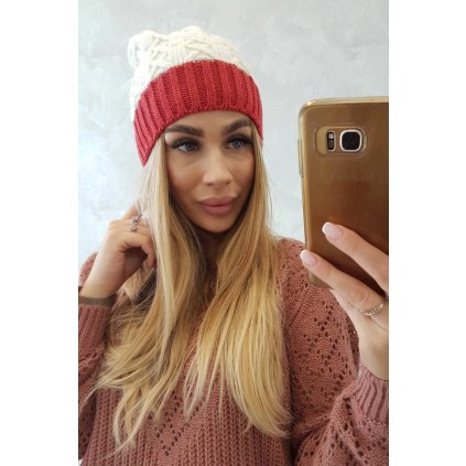 Čiapka s flísom Bibiana K264 bordová+ecru