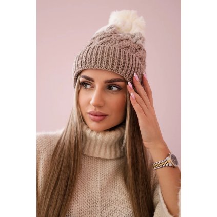 Čiapka s flísom Ilona K218 béžová+ecru