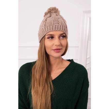 Čiapka s flisom Stefania K278 tmavo béžová