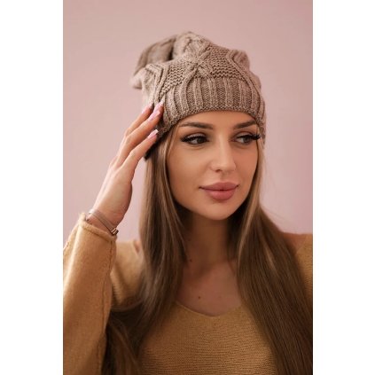 Čiapka s fleecom Sylwia K244 tmavo béžová