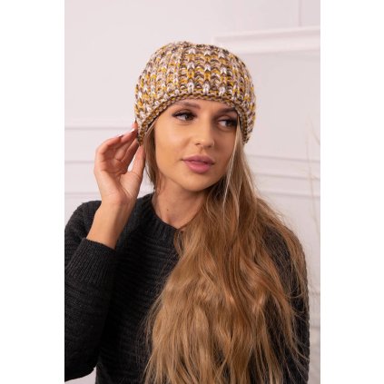 Čiapka s okrajom Klara K311 horčicová + hnedá