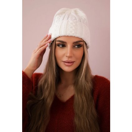 Čiapka s vyhrnutím Marzena K206 biela