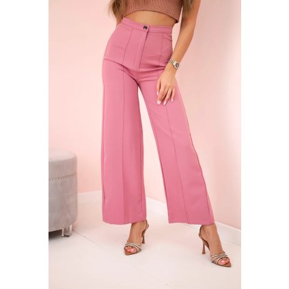 Tmavoružové nohavice so širokými nohavicami