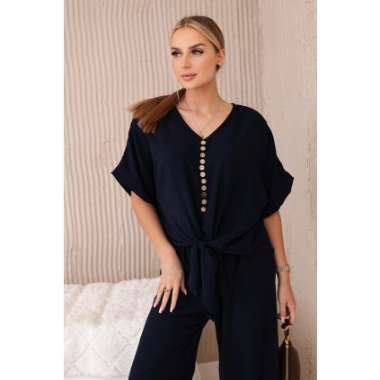 Súprava blúzky s nohavicami tmavomodrá