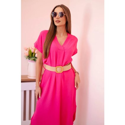Šaty s ozdobným opaskom ružové