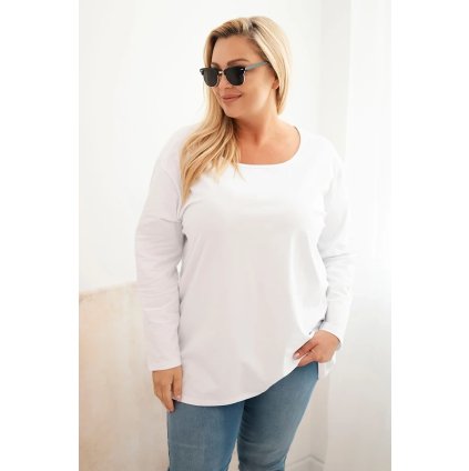 Dámska blúzka Plus Size s lodičkovým výstrihom biela