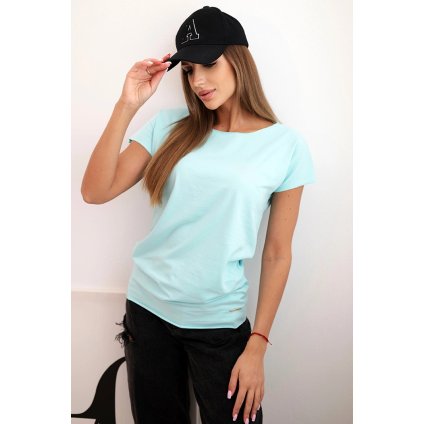 Dámska bavlnená basic blúzka s krátkym rukávom mätová
