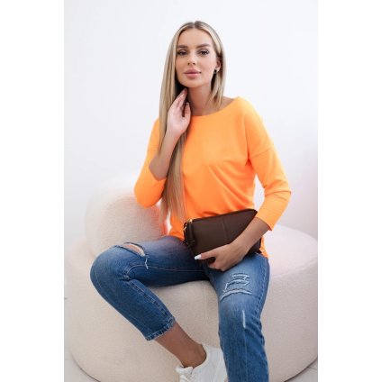 Dámska blúzka s lodičkovým výstrihom neónová oranžová