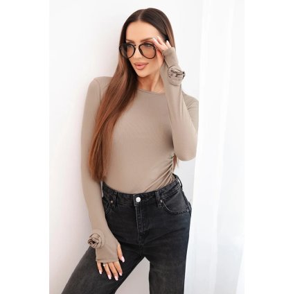 Rebrovaná dámska blúzka s riasením na boku fango