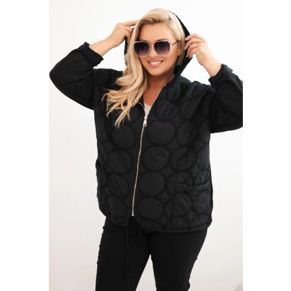 Dámska mikina Plus Size bavlnená na zips čierna
