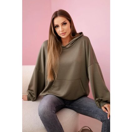 Mikina s kapucňou masielkové khaki