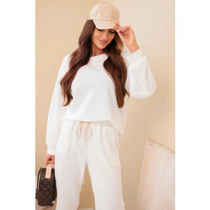 Súprava mikina + nohavice maslová biela