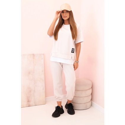 Dámska súprava masielko s krátkym rukávom a nohavicami béžová