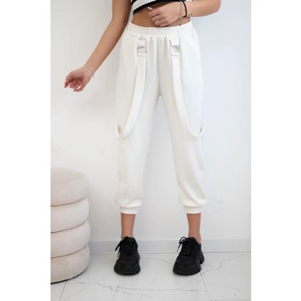 Nohavice s ozdobnými pruhmi maslová ecru