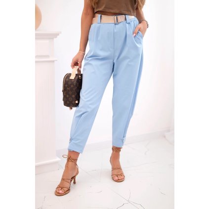 Letné Punto nohavice so zapínaním na nohaviciach modré