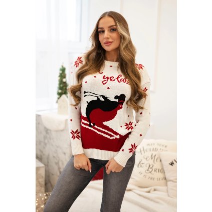Sveter so sviatočným motívom ecru