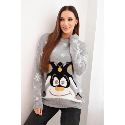 Vianočný sveter s sobom sivý