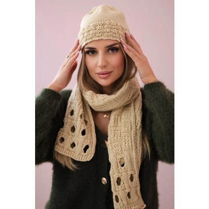 Dámsky komplet so šálom Maja K327 béžový