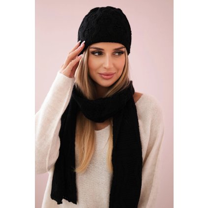 Dámsky set so šatkou Amelia K329 čierny