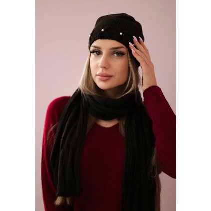 Dámsky komplet s šálom Melania K389 hnedý